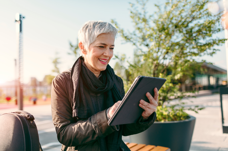 patient or doctor looking at a tablet